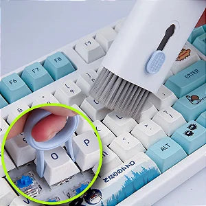 Kit de Limpeza 7 em 1 para Teclado, AirPods e Fones Bluetooth - Caneta Limpeza e Ferramentas para Tela de Laptop